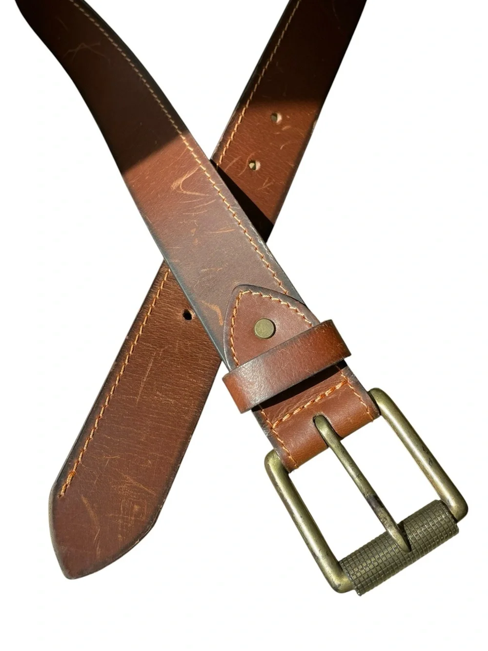 Men's Handmade Leather Belt Rugged  Casual Western Utility Sz 36 Made In India